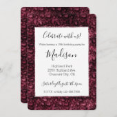 Invitation Glam Burgundy Empreinte de léopard White (Devant / Derrière)