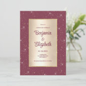 Invitation Glam burgundy or parties scintillant confetti Mari (Debout devant)