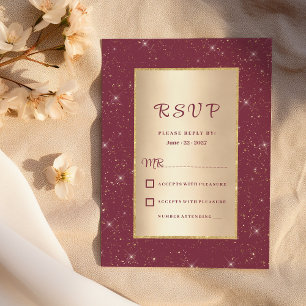 Invitation Glam burgundy or parties scintillant confetti RSVP