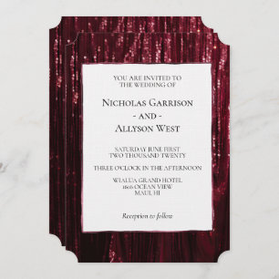 Invitation Glam Burgundy Red Glitzy Mariage
