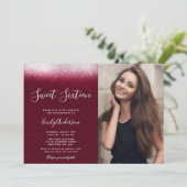 Invitation Glam Burgundy Sweet 16 Photo (Debout devant)