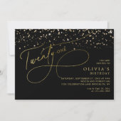 Invitation Glam Calligraphy Black Gold Confetti 21e anniversa (Devant)