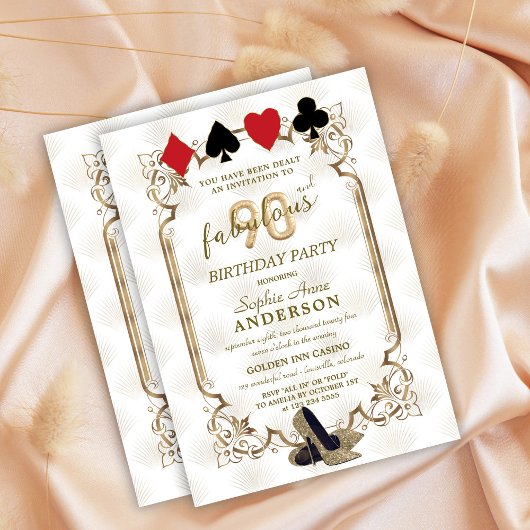 Invitation Glam Casino Art Déco 90 et fabuleux anniversaire