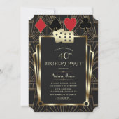 Invitation Glam Casino Great Gatsby 40th Poker Anniversaire (Devant)