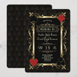 Invitation Glam Casino Night Gold Art Deco 20s Gatsby Wedding
