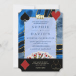 Invitation Glam Casino Royale Vegas Poker Gold Agate Mariage<br><div class="desc">Unique Casino Royale conception de carte à thème. Il dispose d'élégante aquarelle bleu marine avec "rivières" d'or, paire de dés, jouer des costumes de cartes, jouer des cartes. Des termes spéciaux sont utilisés comme dans le jeu de poker. Sur les initiales arrière sur un coeur bleu marine. Utilisez l'outil Personnaliser...</div>