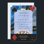 Invitation Glam Casino Royale Vegas Poker Gold Agate Mariage<br><div class="desc">Unique Casino Royale conception de carte à thème. Il dispose d'élégante aquarelle bleu marine avec "rivières" d'or, paire de dés, jouer des costumes de cartes, jouer des cartes. Des termes spéciaux sont utilisés comme dans le jeu de poker. Sur les initiales arrière sur un coeur bleu marine. Utilisez l'outil Personnaliser...</div>