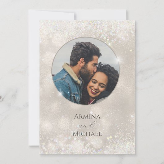 Invitation Glam Champagne et Parties scintillant Élégant Mari (Dos)