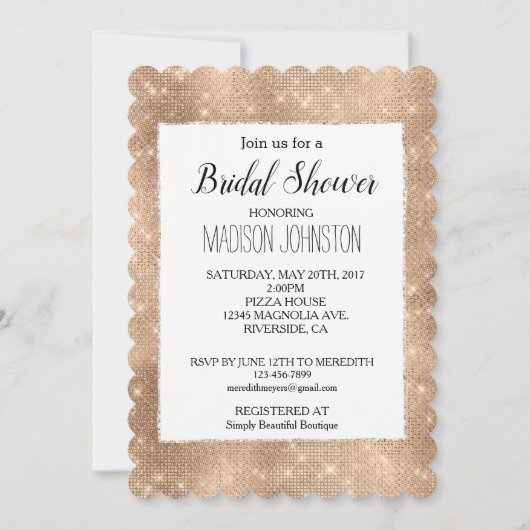 Invitation Glam Champagne Glitzy Sparkie (Devant)