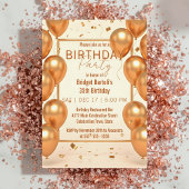 Invitation Glam Champagne Gold Balloons and Confetti Birthday