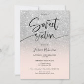 Invitation Glam chic argent parties scintillant ombre girly r (Devant)