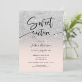 Invitation Glam chic argent parties scintillant ombre girly r (Debout devant)