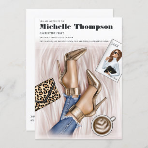 Invitation Glam Chic Gold Fashion Show Graduation