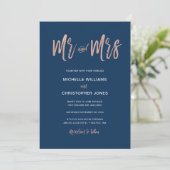 Invitation Glam Chic Marine & Rose Gold Mr & Mrs Wedding Invi (Debout devant)