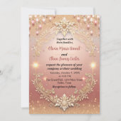Invitation glam chic rose or Parties scintillant or cadre mar (Devant)