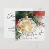 Invitation Glam Christmas Ornament Shaped Like a Rose Invi (Devant / Derrière)