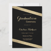 Invitation Glam classe or noir géométrique Graduation (Devant)