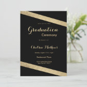 Invitation Glam classe or noir géométrique Graduation (Debout devant)