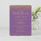 Invitation Glam Confetti Dots or et violet douche nuptiale (Debout devant)