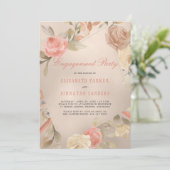 Invitation Glam Coral Gold Fiançailles Florales de luxe (Debout devant)