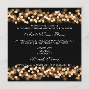 Invitation Glam de Bat mitzvah Gold Hollywood