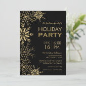 Invitation Glam de vacances Gold & Black Houndstooth & Snowfl (Debout devant)