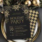 Invitation Glam de vacances Gold & Black Houndstooth Snowflak