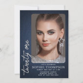 Invitation Glam Denim Diamonds Bleu Blanc 21e anniversaire Ph (Devant)
