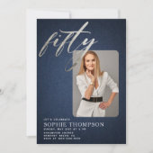 Invitation Glam Denim Diamonds Bleu Blanc 50e Anniversaire Ph (Devant)