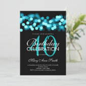 Invitation Glam d'Hollywood Turquoise, 40e anniversaire (Debout devant)