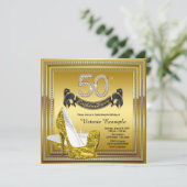 Invitation Glam Diamond Gold High Heels 50e fête d'anniversai (Debout devant)