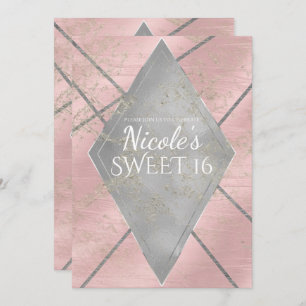 Invitation Glam Diamond Rose Argent Sweet 16 TOUTE Fête ÉVÉNE