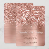 Invitation Glam doré Rose de Glitterie étincelante 75e annive (Devant / Derrière)