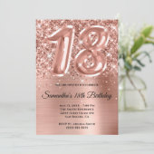 Invitation Glam doré Rose de la Glitterie Sparkly 18e anniver (Debout devant)