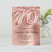 Invitation Glam doré Rose de la Glitterie Sparkly 70e anniver (Debout devant)