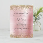 Invitation Glam doré rose vif Parties scintillant brillante (Debout devant)