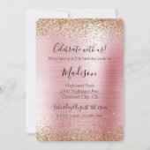 Invitation Glam doré rose vif Parties scintillant brillante (Devant)
