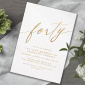Invitation Glam doux blanc et or | 40e anniversaire moderne