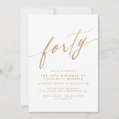 Invitation Glam doux blanc et or | 40e anniversaire moderne (Devant)
