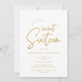 Invitation Glam doux | White and Gold Sweet 16e anniversaire (Devant)