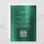 Invitation Glam Emerald Green en métal brossé QR Code Mariage (Dos)
