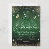 Invitation Glam Emerald Green Gold Parties scintillant Gown Q (Devant)