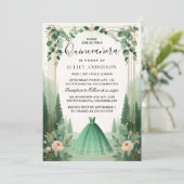 Invitation Glam Emerald Green Quinceanera (Debout devant)