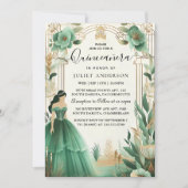 Invitation Glam Emerald Green Quinceanera (Devant)