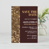 Invitation Glam Enregistrer la date Gold 96e anniversaire inv (Debout devant)