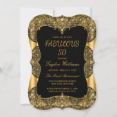 Invitation Glam Fabuleux 50 Party Black Lace Pearl Gold (Devant)