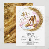 Invitation Glam Fabulous Digital Gold 40e anniversaire (Devant / Derrière)