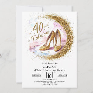 Invitation Glam Fabulous Digital Gold 40e anniversaire