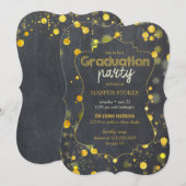 Invitation Glam Faux Gold Foil Confetti Graduation Party (Devant / Derrière)