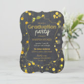 Invitation Glam Faux Gold Foil Confetti Graduation Party (Debout devant)